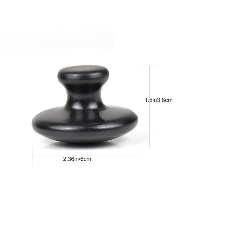 Windfulogo 2 Pcs Mushroom Shaped Massage Stones Warmer Natural Lava Basalt Hot Rock Guasha Tools for Face Body for Spa, Massage Therapy Black - BeesActive Australia