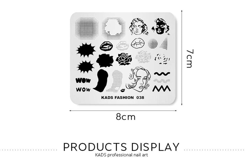 KADS Nail Stamping Plate Fashion Nail Art Stamp Template DIY Image Template Manicure Lip Rose Stamping Plate Stencil Tools (FA038) FA038 - BeesActive Australia