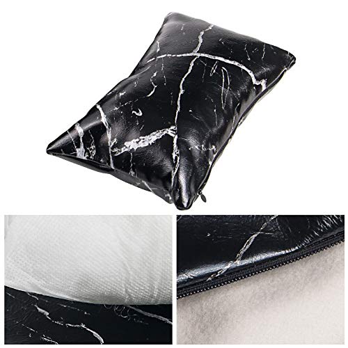 RONRONS Professional Marble Pattern PU Nail Art Hand Pillow Nail Table Mat Manicure Set Soft Hands Arm Rest Comfortable Nail Art Desk Cushion Bolster for Salon Use, Black - BeesActive Australia