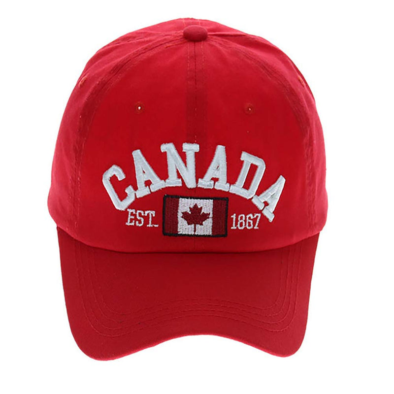 Baseball Cap Canada Flag Hat Adjustable Dad Hat Sunhat Embroidered Cap Outdoor Sun Hats for Adult Red - BeesActive Australia