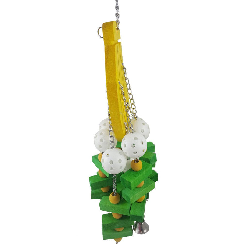 Parrot Hanging Swing Toy Bells Chew Toy Colorful Hanging Wood Block Parrot Macaw African Greys Cockatiels Budgies Conure Banana Shape Natural Birds Cage Hanging Toy - BeesActive Australia
