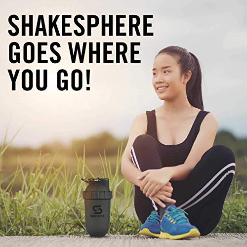 SHAKESPHERE Tumbler VIEW: Protein Shaker Bottle with Side Window, 24oz ● Capsule Shape Mixing ● Easy Clean Up ● No Blending Ball Needed ● BPA Free ● Mix & Drink Shakes, Smoothies, More (Gun Metal) Gun Metal - Clear Window - BeesActive Australia
