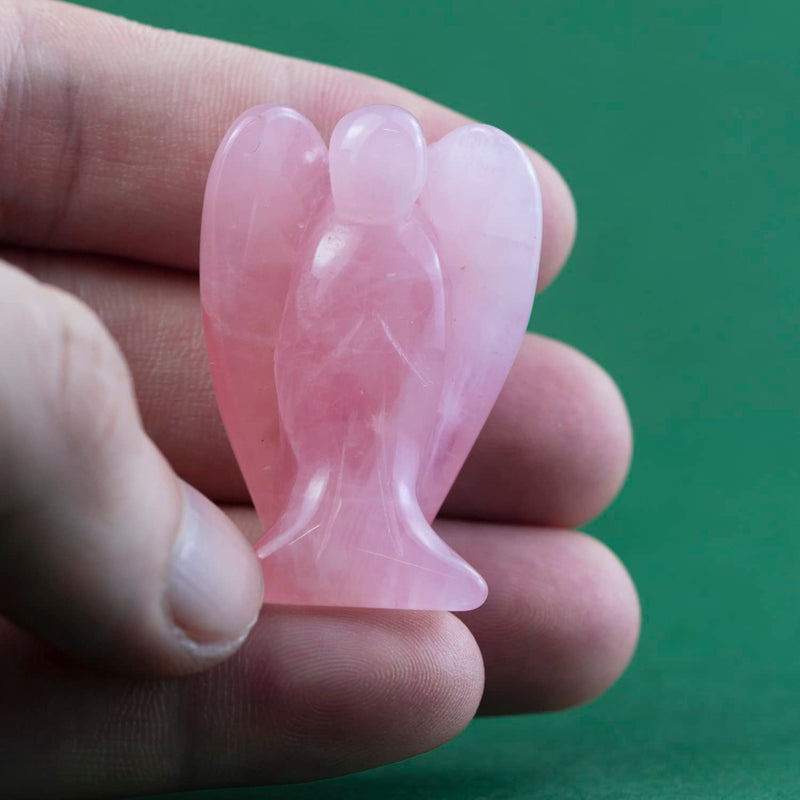 Ouubuuy Natural Rose Quartz Crystal Angel Pocket Guardian Angel Figurines Gift for Reiki Healing 1.5“ Pink Quartz - BeesActive Australia