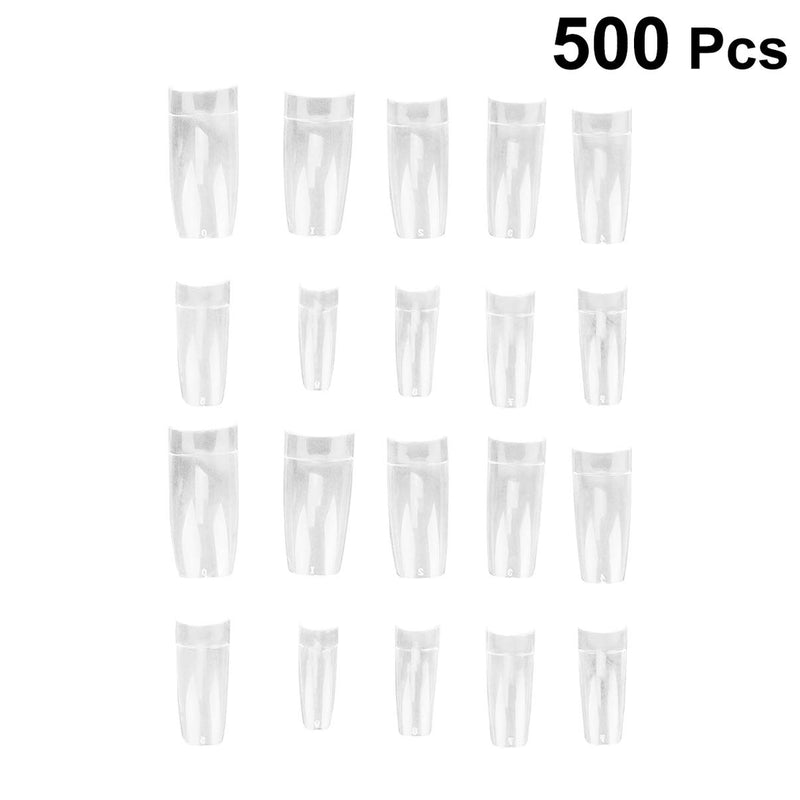 Beaupretty 500Pcs French Acrylic Nail Tips Artificial Clear False Nails Half Tips Nail Patch Nail Art Manicure Tool (Clear) - BeesActive Australia