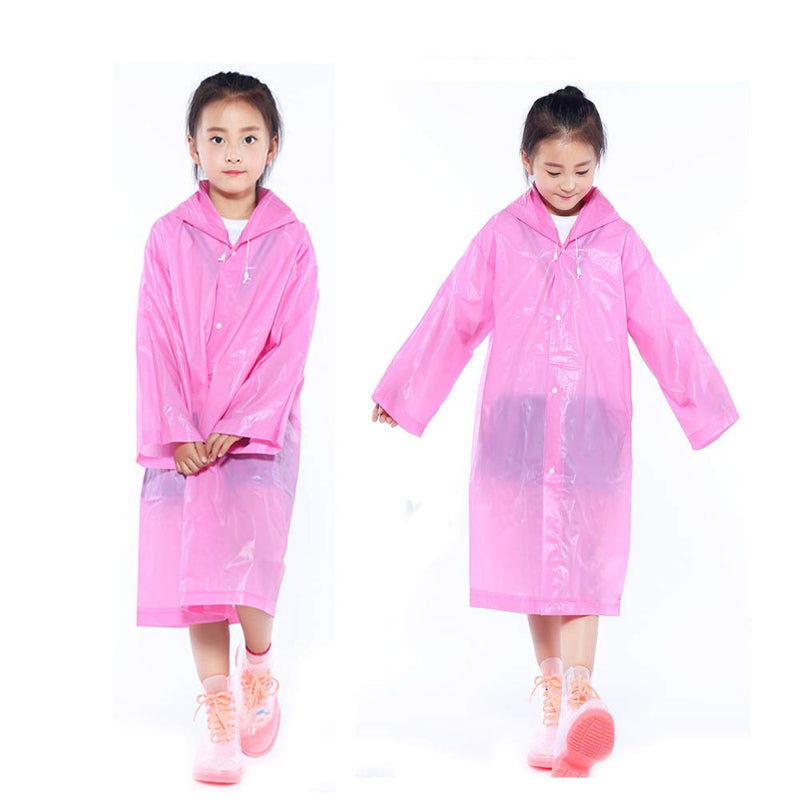 [AUSTRALIA] - 2 Packs Kids Rain Ponchos, Portable Reusable Emergency Raincoat for 6-12 Years Old Boys Girls, Children Rain Wear for Outdoor Activities - Purple&Pink 
