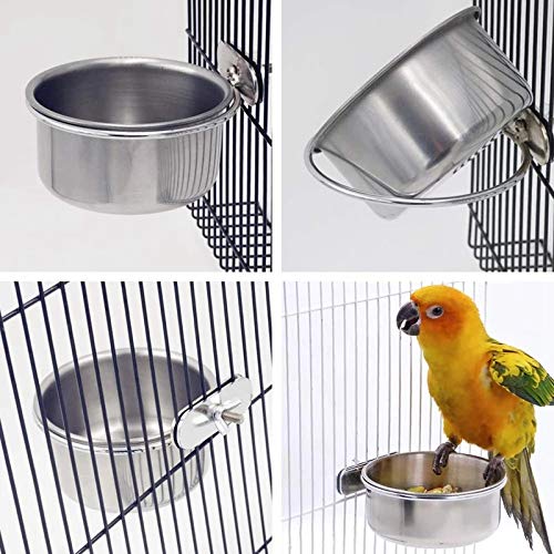 3 Pack Bird Feeder Bowl, Stainless Steel Parrot Feeding Cups with Clamp Holder, Cage Water Food Dish for Parakeet Lovebird Conure Cockatiels - BeesActive Australia