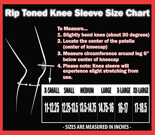 Knee Sleeve 7mm - By Rip Toned (1) - Compression Support for Weightlifting, Powerlifting, Xfit, Squats, Pain Relief & Strength Training (SEE SIZING GUIDE - XXXL Black) - BeesActive Australia