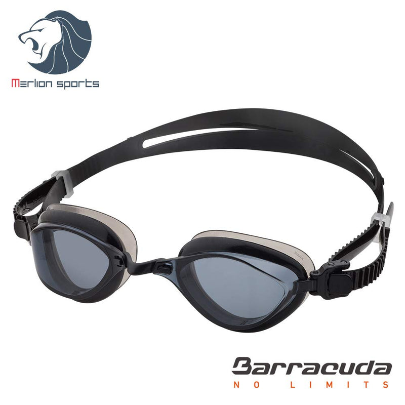 [AUSTRALIA] - Barracuda Swim Goggle Fenix - Patented TriFushion System, Anti-Fog UV Protection, Easy Adjusting Quick Fit, Lightweight Comfortable for Adults Men Women IE-72755 SMOKE ON BLACK 