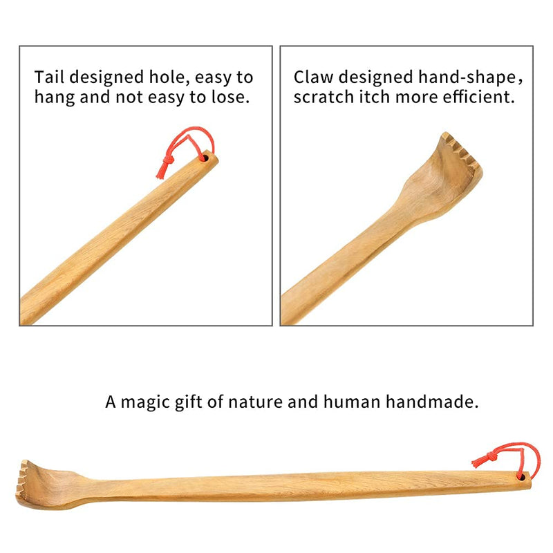Winkwinky 2 Pcs Wooden Back Scratchers, Manual Back Massager with Long Handle, Back Scratcher for Body Relaxation and Massage(15.6in+15.2in) - BeesActive Australia