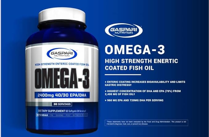 Gaspari Nutrition, Omega-3, 2,400mg, 60 Softgels (1,200mg per capsule) - BeesActive Australia