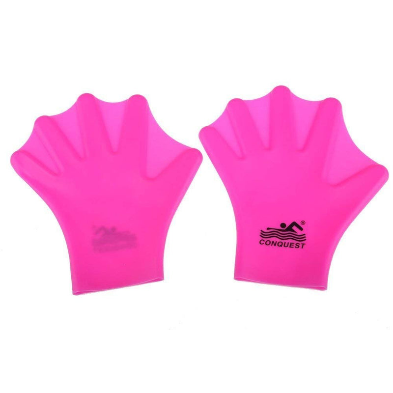 [AUSTRALIA] - OneMoreDealDirect OMDD Silicone Webbed Swimming Gloves Aqua Fit Swim Training Gloves Web Gloves for Swimming,Closed Full Finger Webbed Water Gloves for Unisex Kids,2PCS Pink 