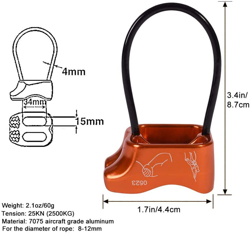 Yundxi 25KN Rappel ATC Belay Device Aluminum V-grooved Rock Climbing Rappelling Descender Safety Equipment Orange - BeesActive Australia