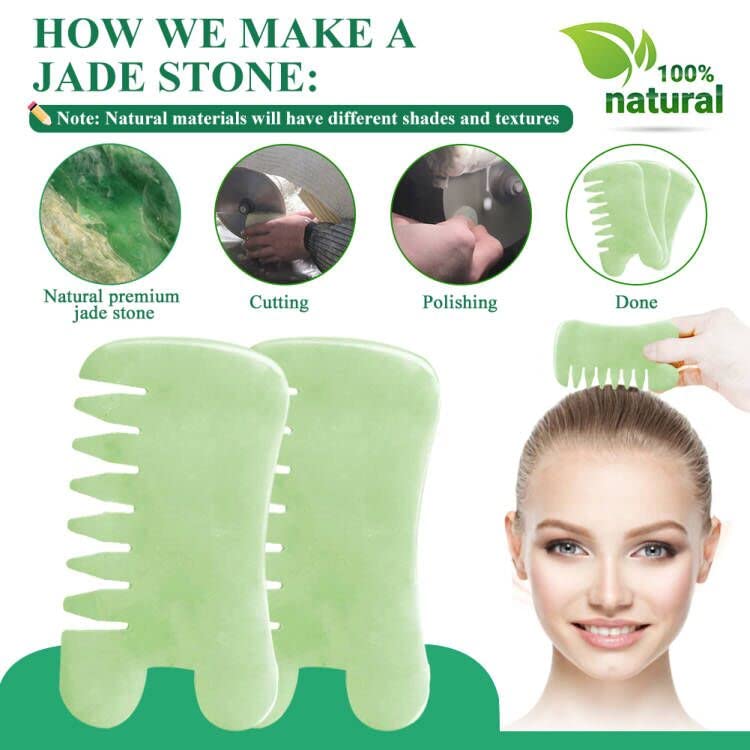 Jade Gua Sha Scraping Massage Tool Hand Made Jade Guasha Board, Tools for SPA Trigger Point Message on Face Arm Foot Small - BeesActive Australia