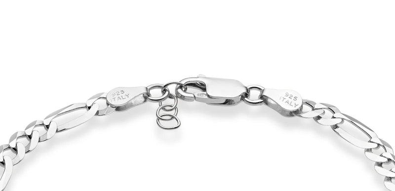 Miabella Solid 925 Sterling Silver Italian 5mm Diamond-Cut Figaro Chain Bracelet for Women Men, Made in Italy Length 6.5 Inches (X-Small) - BeesActive Australia