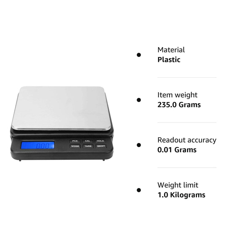 Weighing Scale 1000g/0.01g High Precision Digital Mini Scale,Kitchen Scale Electric Scale,for kitchens, laboratories,etc(Black) - BeesActive Australia