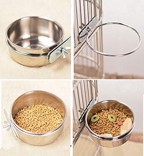 Old Tjikko Pet Feeder Water,10oz 20oz 30oz Bird Hamster Small Animal Cup with Holder,Stainless Steel Cage Coop Hook Cup for Small Animal Cage Bowl 2pc-10oz Stainless Steel Bowl - BeesActive Australia