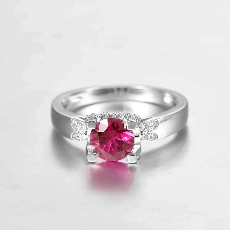 Empsoul Women's 925 Sterling Silver Filled 6.5x6.5mm Round Cut Ruby Spinel Engagement Ring Size 5 US5 Red - BeesActive Australia