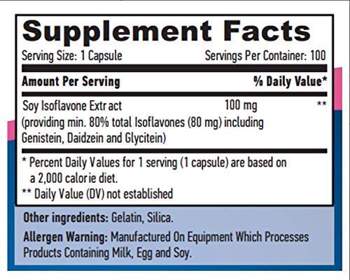 SOYA Isoflavones 80% Extract x 100 Capsules Non-GMO Supports Hormonal Health, Potent One-a-Day Formula Supplement - BeesActive Australia