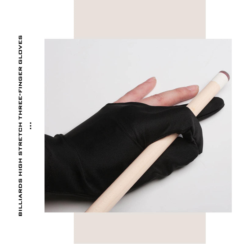 4PCS Billiard Gloves Three Finger Cue Snooker Billiard Pool Shooters Gloves for Women Men Left & Right Hand Billiard Accessories Nylon Black - BeesActive Australia