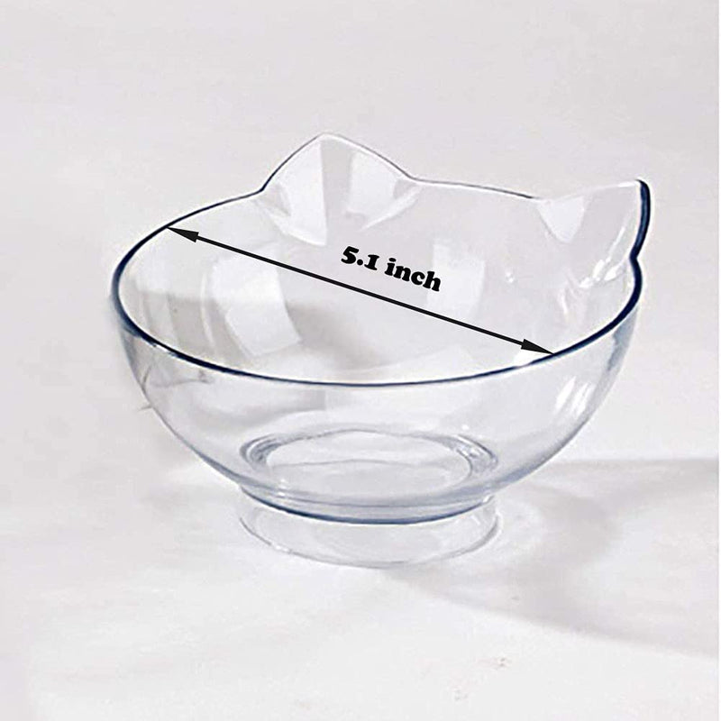 Cat Elevated Bowl with Raised Stand, 15° Tilted Neck Guard Stand Raised Pet Food Water Feeder Bowl for Cats or Small Dogs Replacement Bowl Clear - BeesActive Australia