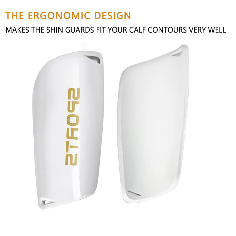 Soccer Shin Guards for Kids Youth, Shin Guard and Shin Guard Sleeves for Boys and Girls for Football Games EVA Cushion Protection Reduce Shocks and Injuries A-White Large - BeesActive Australia