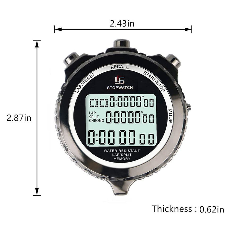 Rolilink Metal Stopwatch Stop Watch for Sports Waterproof Stopwatches Timer for Sports and Competitions (10 Lap) 10 Lap-black-metal - BeesActive Australia