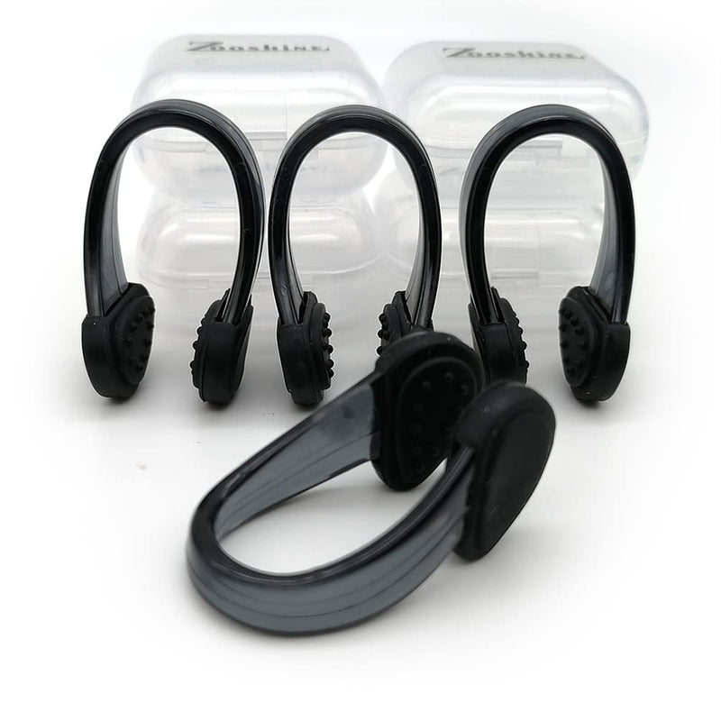 Set of 4 Waterproof Swimming Nose Clips for Adults Kids Age 8+ Nose Plugs for Diving Swimming and Other Water Sports (Black) Black - BeesActive Australia