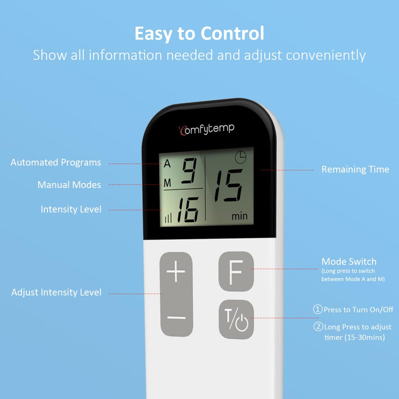 Comfytemp Wirelss TENS Machine for Pain Relief, Nerve Muscle Stimulator for Pain Management with 15 Modes, 2 Pads, Rechargeable TENS Unit for Back, Neck, Shoulder, Knee, Arthritis Sciatica Cramps Pain - BeesActive Australia