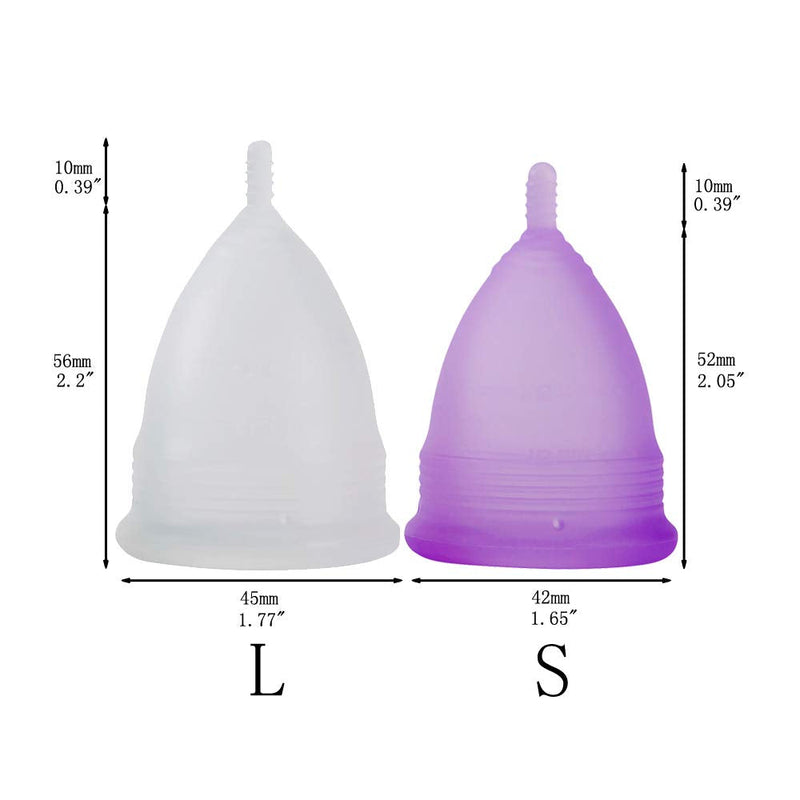 CROING 𝙈𝙚𝙣𝙨𝙩𝙧𝙪𝙖𝙡 𝘾𝙪𝙥 Reusable Menstrual Cups Set of 4, Period Cup, 2 pcs Small and 2 pcs Large ( Purple and White) - BeesActive Australia