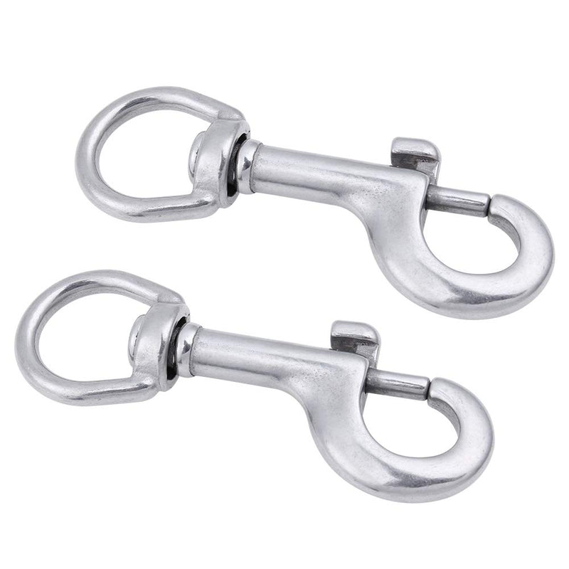 [AUSTRALIA] - AOWISH 2-Pack 316 Stainless Steel Swivel Eye Bolt Snap Hook Marine Grade Single Ended Diving Clips for Flagpole/Pet Leash/Camera Strap/Keychains/Tarp Covers/Clothesline and More 3-1/2 inch, Silver 