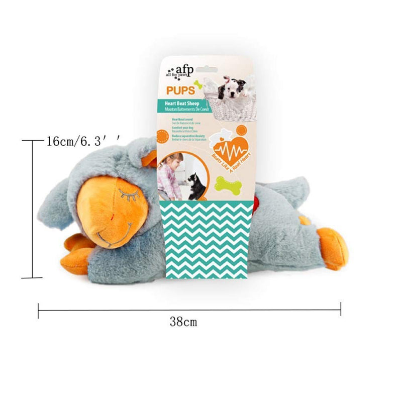 ALL FOR PAWS Heart Beat Dog Toy, Puppy Sleeping Buddy Cuddle Toy Dog Soothing Plush Toy, Puppy Stuffed Animal Toys Heart Beat Sheep Grey - BeesActive Australia