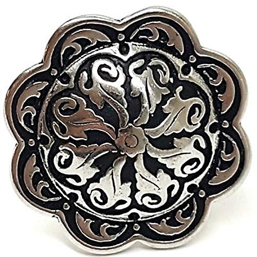 1 1/2" Western Saddle Accented Silver Floral Screw in Conchos 4 Pack - BeesActive Australia