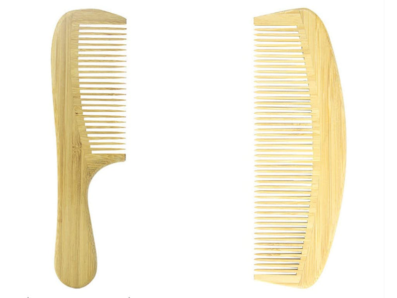 Hair Comb Wooden Salon Hairdressing Comb Curved Comb Fine Tooth Comb Set Moustache Grooming Brushes for Women Men and Girls 2 Pcs - BeesActive Australia