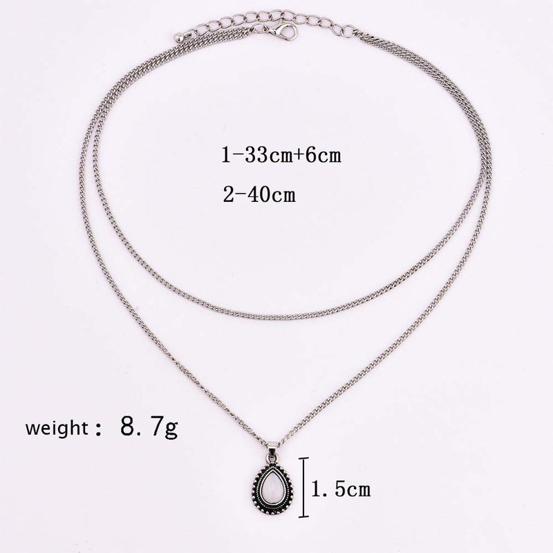 Jovono Silver Boho Multilayered Necklaced Water Droplets Pendant Jewelry Necklace Chains for Women and Girls - BeesActive Australia