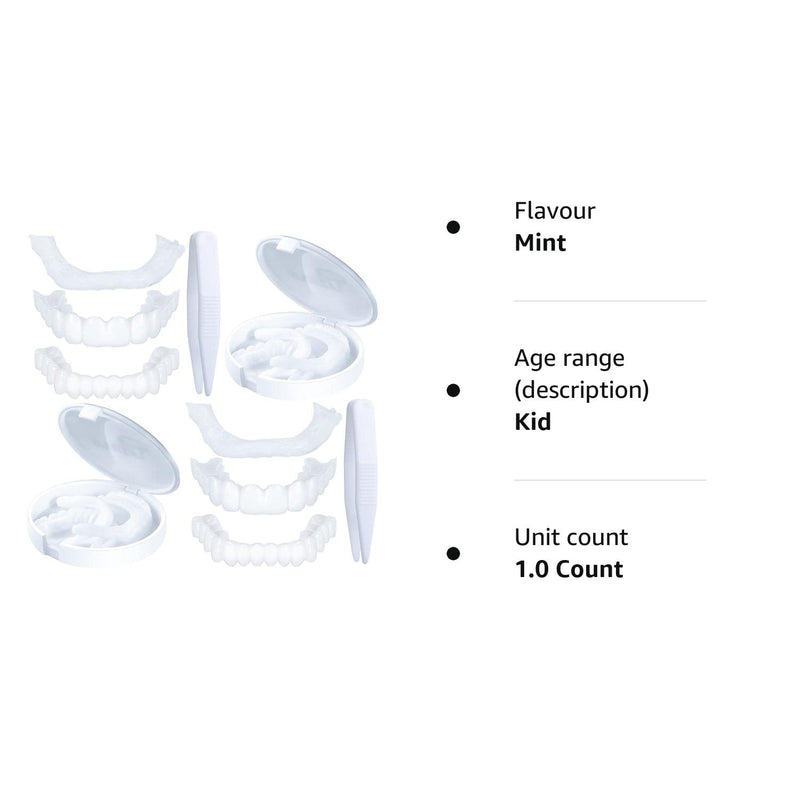 Fake Teeth Temporary Denture Teeth Veneer Snap in Teeth Confidence Smile Dentures Veneers Fake White Teeth with Mini Tweezers for Men and Women Bad Teeth Whitening Alternative (4 Pieces) - BeesActive Australia