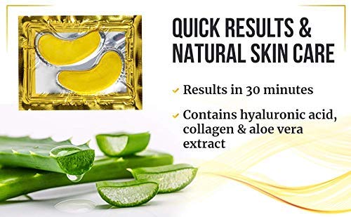 24K Under Eye Collagen Patch, Anti-Aging Mask, Pads for Puffy Eyes & Bags, Dark Circles and Wrinkles including Vitamin C Serum with Hyaluronic Acid for Smooth and Bright Skin (24K EYE MASK + VITAMIN C 24K EYE MASK + VITAMIN C - BeesActive Australia