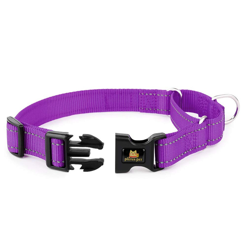 PLUTUS PET Reflective Martingale Collar with Quick Snap Buckle,No Pull Dog Choker Collar for Small Medium Large Dogs M:16"-20" Purple - BeesActive Australia