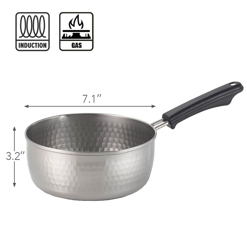 TIKUSAN Yukihira Pan Traditional Japanese Saucepan Stainless Steel Made in Japan with Two Sided Pour Spouts (7.1inch(18cm)) 7.1inch(18cm) - BeesActive Australia