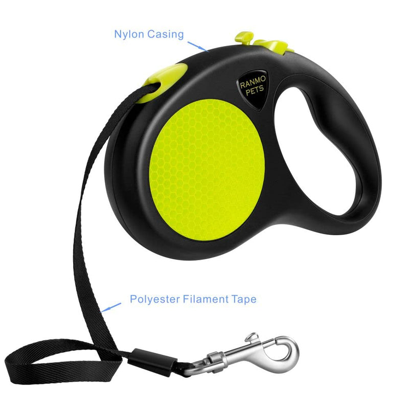 Dog Retractable Leash with Anti-Slip Handle and Tangle-Free Design ; Heavy Duty Nylon casing; 16 ft Polyester Filament Tape; for Dogs up to 55 lbs; Green - BeesActive Australia