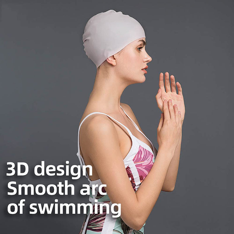 Silicone Swim Cap ,Durable and Comfortable Adult Swimming Cap for Women Short Hair Long Hair to Keep Your Hair Dry Pink 9.45x7.87(in) - BeesActive Australia