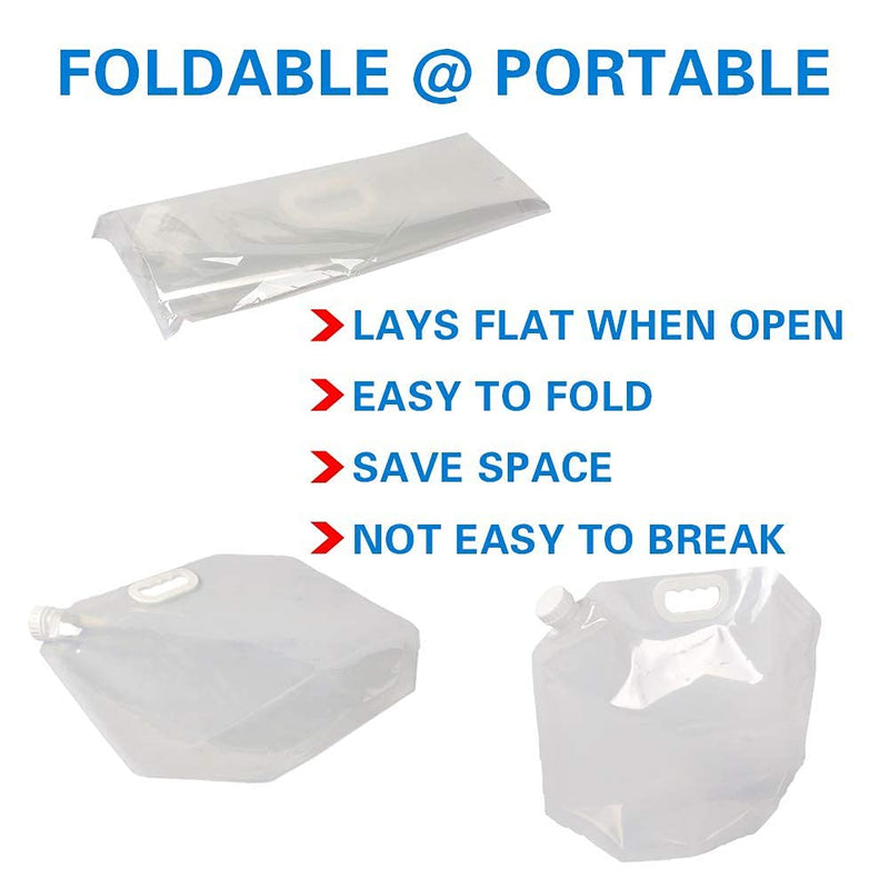 1.3 Gallon /2.6 Gallon Collapsible Water Container Bag, BPA Free Food Grade Clear Plastic Storage Jug for Sport Camping Riding Mountaineer,Freezable,Food Grade (1.3 Gal, 1-pack) 1.3 Gal/5L--1-pack - BeesActive Australia