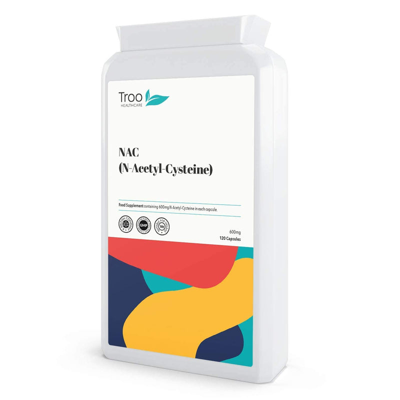 Troo NAC Supplement 600mg - 120 Capsules - N Acetyl Cysteine Amino Acid Providing Non Toxic Stable Form of L-Cysteine - UK Manufactured to GMP Standards - BeesActive Australia