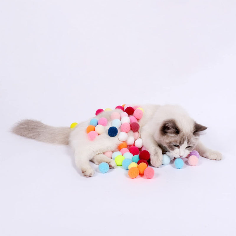 Update 2022 FUPUSUN 30pcs 1“/3cm Cat Toy Balls Soft Kitten Pom Pom Toys for Indoor Cats Interactive Playing Quiet Ball Cats Pom Pom Ball (3CM * 30) - BeesActive Australia