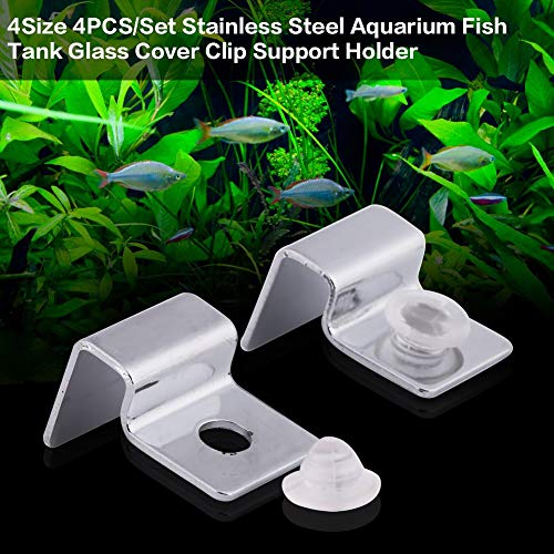 4 Size 4Pcs Stainless Steel Aquarium Fish Tank Glass Cover Support, Stainless Steel Fish Tank Cover Holder Anti-Slip Fish Tank Holders Aquarium Accessories Universal Lid Clips 12mm - BeesActive Australia