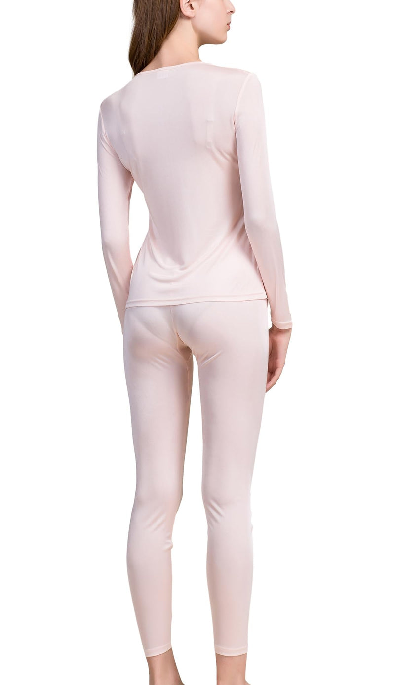 Grenasasilk Womens Silk Long Underwear Mulberry Silk Long Johns Silk Thermal Underwear Sets Cold Weather Base Layer Large Flechcolor - BeesActive Australia