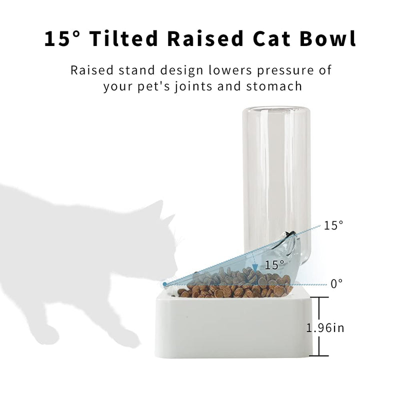 Marchul Tilted Cat Food Bowl Set, Raised Cat Bowls for Food and Water, Food Feeding Dishes for Cats and Puppies double with mat - BeesActive Australia