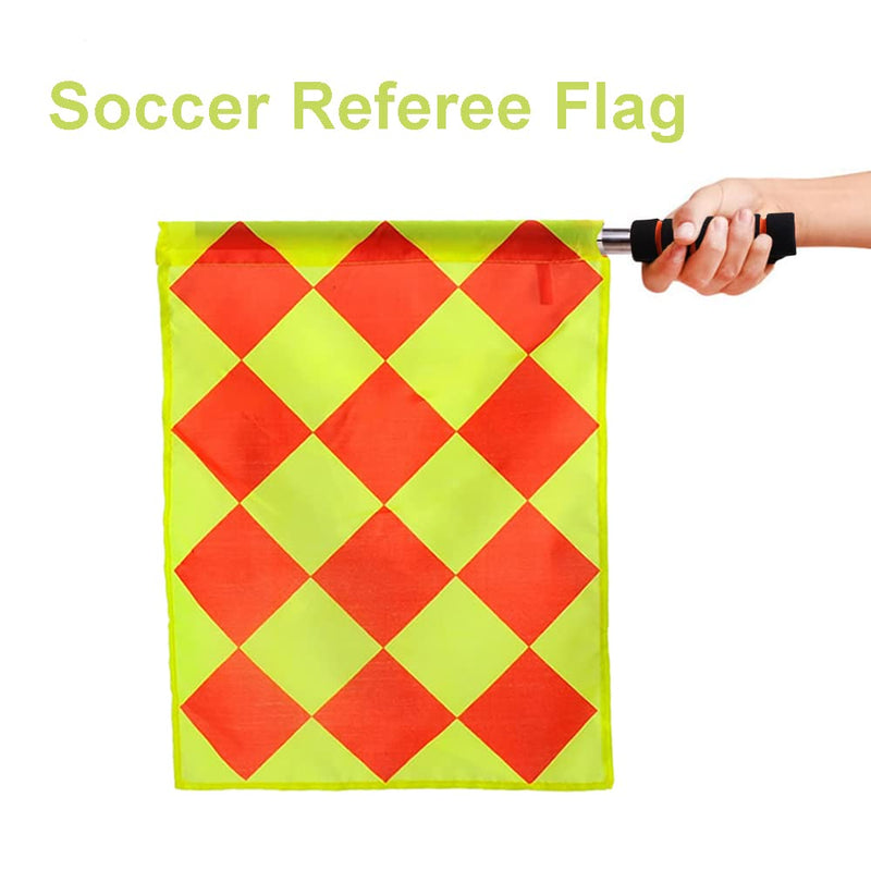 CORECISE Soccer Referee Flag Set,Match Football Linesman Flags,Red Yellow Cards with Notebook and Pencil,Coach Referee Stainless Steel Whistles with Lanyard for Sports, Soccer, Football, Basketball (Style 1) - BeesActive Australia