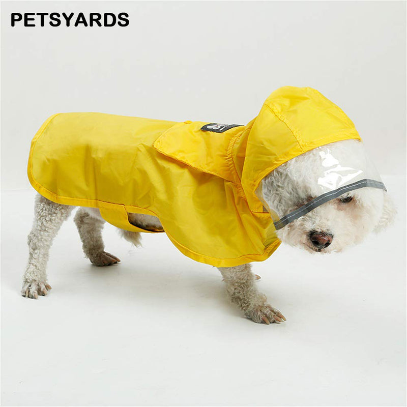 Pet Raincoat Packable Hooded Dog Rain Jacket Reflective Strips Lightweight Adjustable Poncho for Small Medium Large Dogs XXL (Back:24 Inches) Yellow - BeesActive Australia