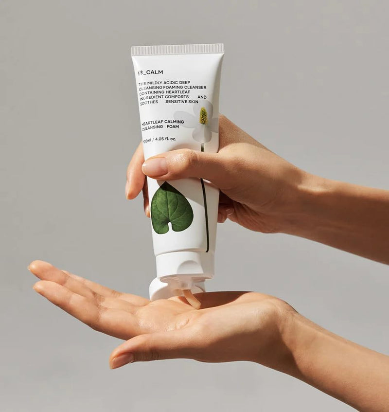 HUECALM Heartleaf Calming Cleansing Foam 4.05 Fl. Oz, Daily Mild Face Wash for Sensitive Skin, Vegan, Korean Skincare - BeesActive Australia