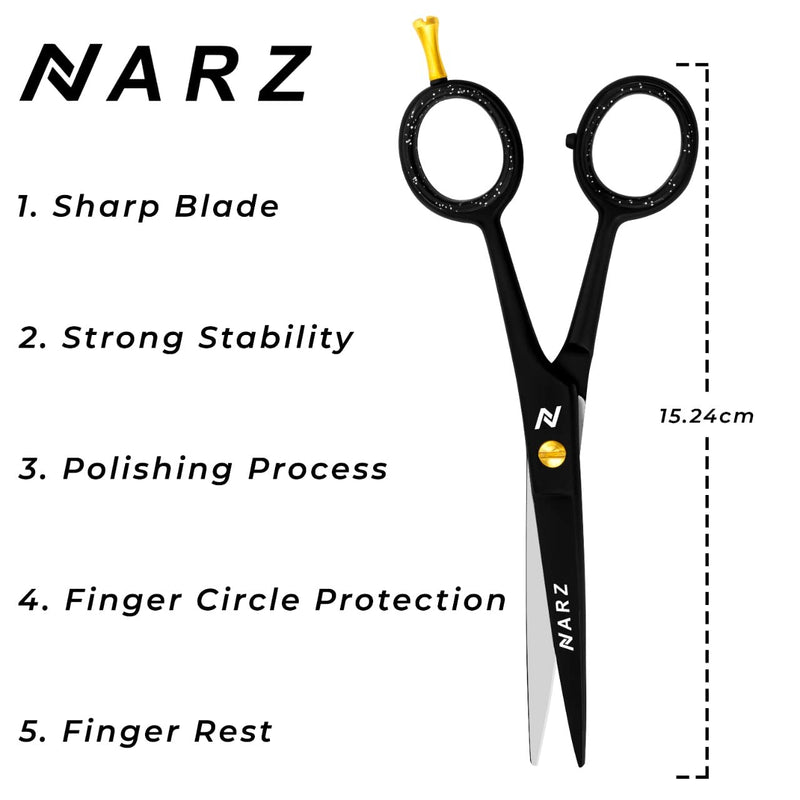 NARZ Professional Hairdressing scissors for Barbers & Hairdressers 6" Stainless Steel Hair Cutting Scissors for Men & Women - BeesActive Australia